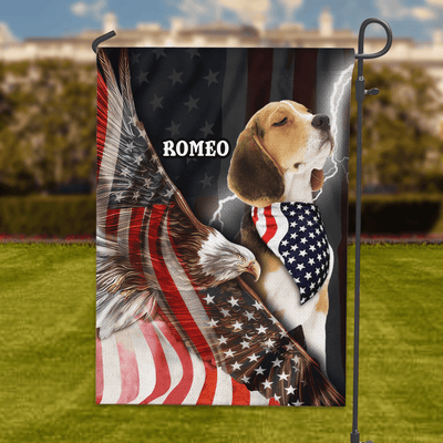Happy 4th July Flower In American Dog Personalized Flag, US Independence Day Gift for Dog Lovers, Dog Mom, Dog Dad - GA009PS15 - BMGifts