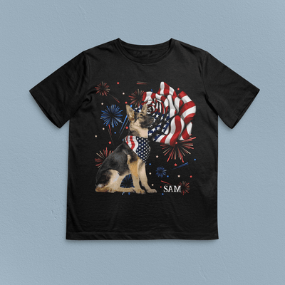 Flower with USA Flag Dog Personalized Shirt, Personalized Gift for Dog Lovers, Dog Dad, Dog Mom - TS204PS01 - BMGifts