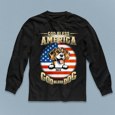 Happy 4th July God Bless America Dog Personalized T-shirt, US Independence Day Gift for Dog Lovers, Dog Dad, Dog Mom - TS061PS15 - BMGifts