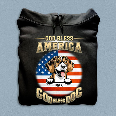 Happy 4th July God Bless America Dog Personalized T-shirt, US Independence Day Gift for Dog Lovers, Dog Dad, Dog Mom - TS061PS15 - BMGifts