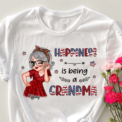 Happy 4th July Happiness Is Being A Grandma Grandma Personalized Shirt, US Independence Day Gift for Nana, Grandma, Grandmother, Grandparents - TS936PS01 - BMGifts