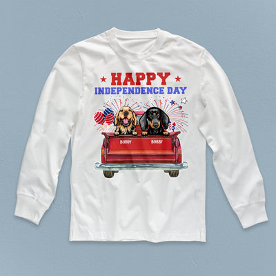 Happy 4th July Happy Independence Day Dog Personalized T-shirt, US Independence Day Gift for Dog Lovers, Dog Dad, Dog Mom - TS034PS15 - BMGifts