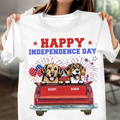 Happy 4th July Happy Independence Day Dog Personalized T-shirt, US Independence Day Gift for Dog Lovers, Dog Dad, Dog Mom - TS034PS15 - BMGifts