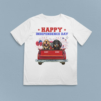 Happy 4th July Happy Independence Day Dog Personalized T-shirt, US Independence Day Gift for Dog Lovers, Dog Dad, Dog Mom - TS034PS15 - BMGifts