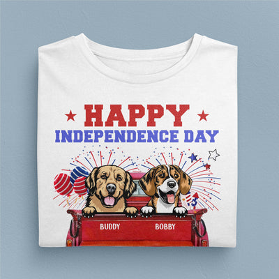 Happy 4th July Happy Independence Day Dog Personalized T-shirt, US Independence Day Gift for Dog Lovers, Dog Dad, Dog Mom - TS034PS15 - BMGifts