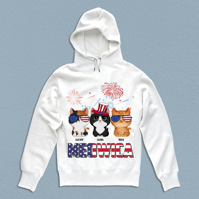 Happy 4th July Meowica Firework Cat Personalized Shirt, US Independence Day Gift for Cat Lovers, Cat Mom, Cat Dad - TSA77PS02 - BMGifts