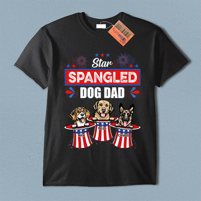Happy 4th July Star Spangled Dog Dad Dog Personalized T-shirt, US Independence Day Gift for Dog Lovers, Dog Dad, Dog Mom - TS060PS15 - BMGifts