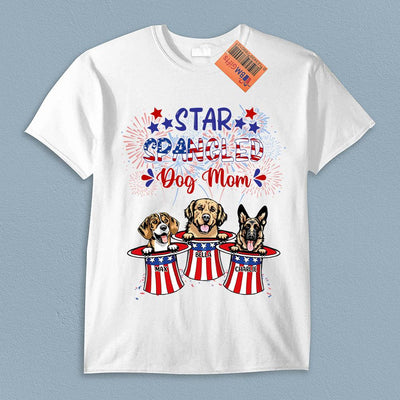 Happy 4th July Star Spangled Dog Mom Dog Personalized T-shirt, US Independence Day Gift for Dog Lovers, Dog Dad, Dog Mom - TS059PS15 - BMGifts