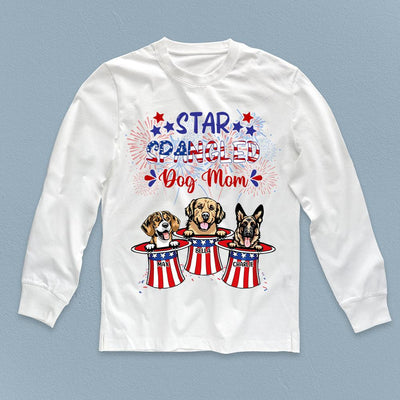 Happy 4th July Star Spangled Dog Mom Dog Personalized T-shirt, US Independence Day Gift for Dog Lovers, Dog Dad, Dog Mom - TS059PS15 - BMGifts