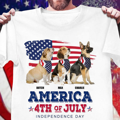 Happy 4th July The 4th Of July Dog Personalized Shirt, US Independence Day Gift for Dog Lovers, Dog Dad, Dog Mom - TS962PS01 - BMGifts