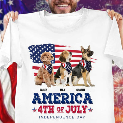 Happy 4th July The 4th Of July Dog Personalized Shirt, US Independence Day Gift for Dog Lovers, Dog Dad, Dog Mom - TS962PS01 - BMGifts