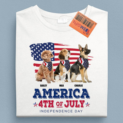 Happy 4th July The 4th Of July Dog Personalized Shirt, US Independence Day Gift for Dog Lovers, Dog Dad, Dog Mom - TS962PS01 - BMGifts