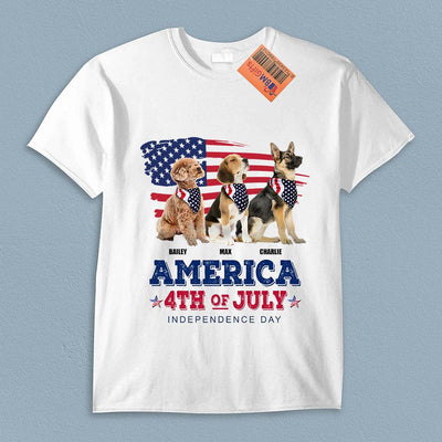 Happy 4th July The 4th Of July Dog Personalized Shirt, US Independence Day Gift for Dog Lovers, Dog Dad, Dog Mom - TS962PS01 - BMGifts