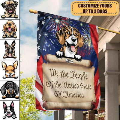 Happy 4th July We The People Of The United State Of America Dog Personalized Flag, US Independence Day Gift for Dog Lovers, Dog Mom, Dog Dad - GA019PS15 - BMGifts