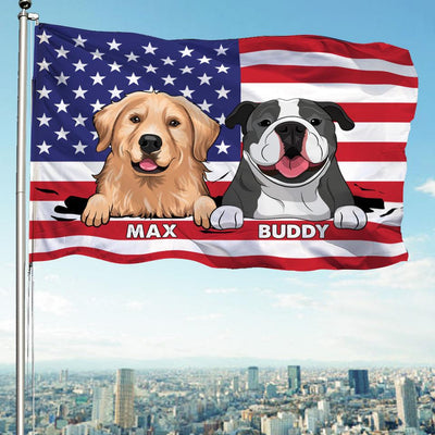 Happy 4th Of July Dog Personalized Flag, US Independence Day Gift for Dog Lovers, Dog Dad, Dog Mom - GA009PS14 - BMGifts