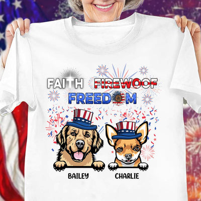 Happy 4th Of July Faith Firewoof Freedom Dog Personalized T-shirt, US Independence Day Gift for Dog Lovers, Dog Dad, Dog Mom - TS064PS15 - BMGifts