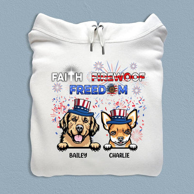 Happy 4th Of July Faith Firewoof Freedom Dog Personalized T-shirt, US Independence Day Gift for Dog Lovers, Dog Dad, Dog Mom - TS064PS15 - BMGifts