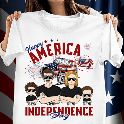 Happy America Independence Day Family Personalized Shirt, US Independence Day Gift for Couples, Husband, Wife, Parents, Lovers - TSB10PS02 - BMGifts