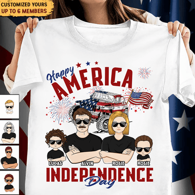 Happy America Independence Day Family Personalized Shirt, US Independence Day Gift for Couples, Husband, Wife, Parents, Lovers - TSB10PS02 - BMGifts