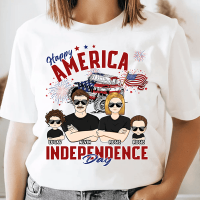 Happy America Independence Day Family Personalized Shirt, US Independence Day Gift for Couples, Husband, Wife, Parents, Lovers - TSB10PS02 - BMGifts