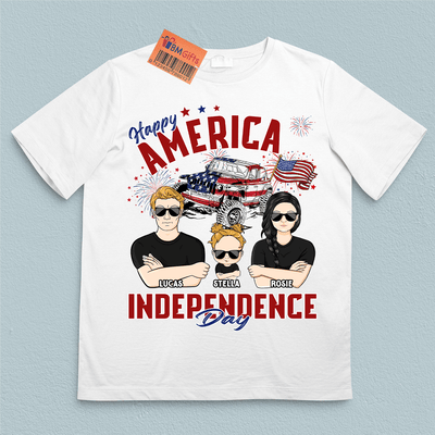 Happy America Independence Day Family Personalized Shirt, US Independence Day Gift for Couples, Husband, Wife, Parents, Lovers - TSB10PS02 - BMGifts