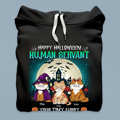 Happy Halloween Human Servant Cat Personalized Shirt, Halloween Gift for Cat Lovers, Cat Mom, Cat Dad - TSC03PS02 - BMGifts