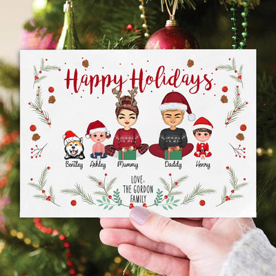 Happy Holliday Family Personalized Postcard, Christmas Gift for Couples, Husband, Wife, Parents, Lovers - PO011PS02 - BMGifts