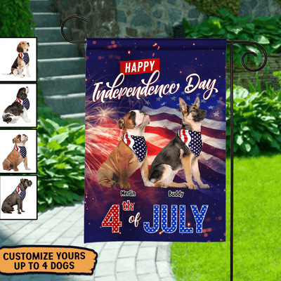 Happy Independence Day 4th Of July Dog Personalized Flag, US Independence Day Gift for Dog Lovers, Dog Dad, Dog Mom - GA006PS14 - BMGifts