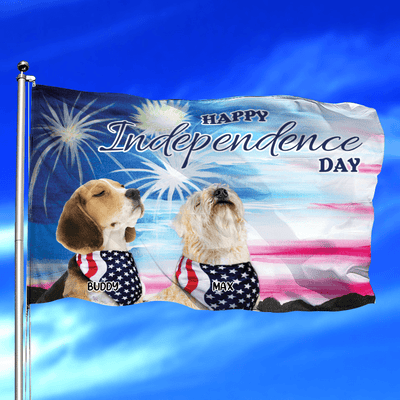 Happy Independence Day Dog Personalized Flag, US Independence Day Gift for Dog Lovers, Dog Dad, Dog Mom - GA011PS14 - BMGifts