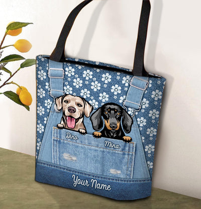 Heart Pattern Dog Personalized All Over Tote Bag, Personalized Gift for Dog Lovers, Dog Dad, Dog Mom - TO011PS15 - BMGifts