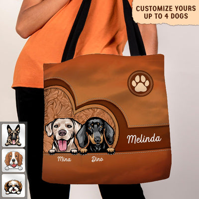 Heart Pattern Dog Personalized All Over Tote Bag, Personalized Gift for Dog Lovers, Dog Dad, Dog Mom - TO013PS15 - BMGifts
