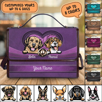 Heart Shape Dog Personalzied Flap Handbag, Personalized Gift for Dog Lovers, Dog Dad, Dog Mom - FB019PS02 - BMGifts