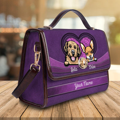 Heart Shape Dog Personalzied Flap Handbag, Personalized Gift for Dog Lovers, Dog Dad, Dog Mom - FB019PS02 - BMGifts