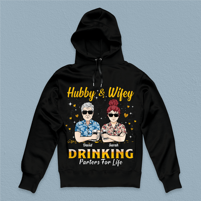 Hubby & Wifey Drinking Parters For Life Couple Personalized Shirt, Personalized Gift for Couples, Husband, Wife, Parents, Lovers - TS121PS14 - BMGifts