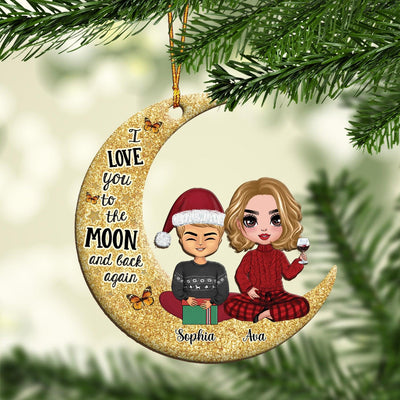 I Love You To The Moon And Back Again Grandma Personalized Custom Shaped Ornament, Christmas Gift for Nana, Grandma, Grandmother, Grandparents - WO019PS02 - BMGifts