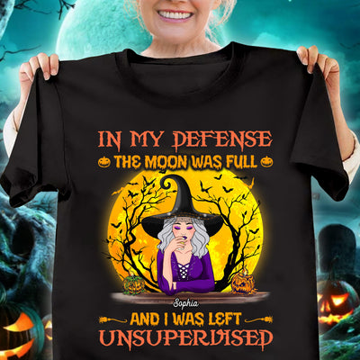 In My Defense The Moon Was Full Grandma Personalized Shirt, Halloween Gift for Nana, Grandma, Grandmother, Grandparents - TSA34PS01 - BMGifts