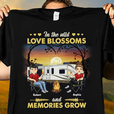 In The Wild Love Blossoms And Memories Grow Camping Personalized Shirt, Personalized Gift for Camping Lovers - TSB77PS02 - BMGifts