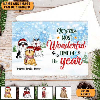 It's The Most Wonderful Time Of The Year Cat Personalized Postcard, Christmas Gift for Cat Lovers, Cat Mom, Cat Dad - PO003PS05 - BMGifts