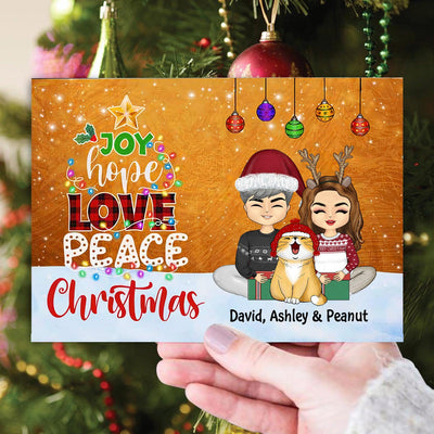 Joy Hope Love Peace Christmas Couple Personalized Postcard, Christmas Gift for Couples, Husband, Wife, Parents, Lovers - PO009PS02 - BMGifts