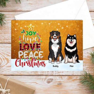 Joy Hope Love Peace Christmas Dog Personalized Postcard, Christmas Gift for Dog Lovers, Dog Dad, Dog Mom - PO006PS02 - BMGifts