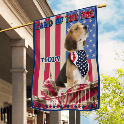 Land Of The Free Dog Personalized Flag, US Independence Day Gift for Dog Lovers, Dog Mom, Dog Dad - GA011PS15 - BMGifts