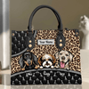 Leopard Pattern Dog Personalized Leather Handbag, Personalized Gift for Dog Lovers, Dog Dad, Dog Mom - LD111PS02 - BMGifts