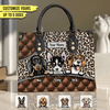 Leopard Pattern Dog Personalized Leather Handbag, Personalized Gift for Dog Lovers, Dog Dad, Dog Mom - LD111PS02 - BMGifts