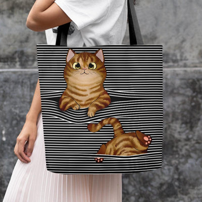 Line 3D Pattern Cat Personalized All Over Tote Bag, Personalized Gift for Dog Lovers, Dog Dad, Dog Mom - TO210PS02 - BMGifts