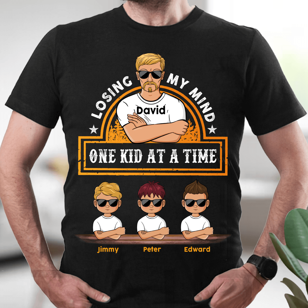 Losing My Mind One Kid At A Time Father Personalized Shirt, Father’s Day Gift for Dad, Papa, Parents, Father, Grandfather - TSA04PS02 - BMGifts