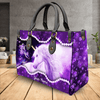 Lovely 3D Unicorn Purple Unicorn Personalized Leather Handbag, Personalized Gift for Unicorn Lovers - LD110PS02 - BMGifts