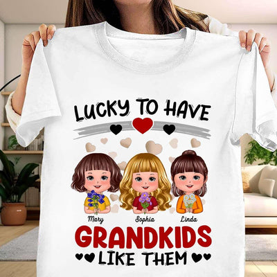 Lucky To Have Grandkids Like Them Grandma Personalized Shirt, Personalized Gift for Nana, Grandma, Grandmother, Grandparents - TSB06PS01 - BMGifts