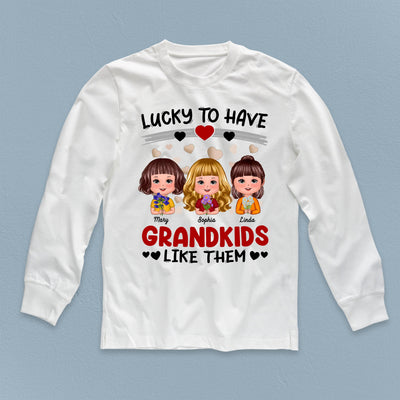 Lucky To Have Grandkids Like Them Grandma Personalized Shirt, Personalized Gift for Nana, Grandma, Grandmother, Grandparents - TSB06PS01 - BMGifts