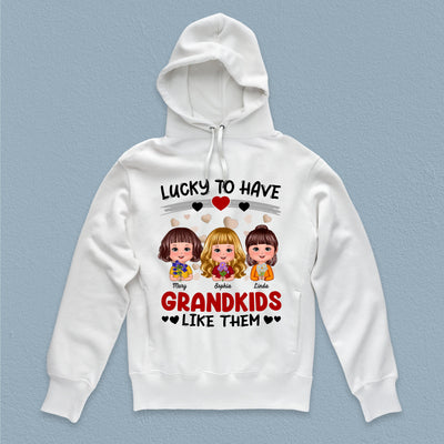 Lucky To Have Grandkids Like Them Grandma Personalized Shirt, Personalized Gift for Nana, Grandma, Grandmother, Grandparents - TSB06PS01 - BMGifts