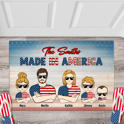 Made In America Family Personalized Doormat, US Independence Gift for Couples, Husband, Wife, Parents, Lovers - DM078PS01 - BMGifts